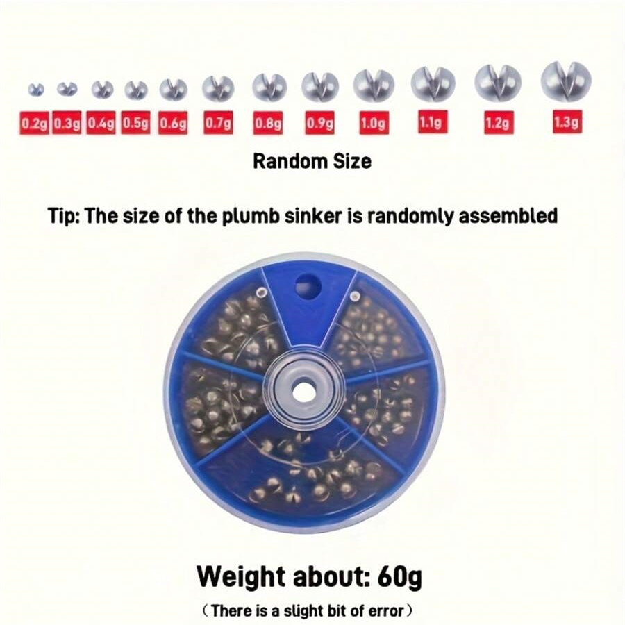 60g 납 싱커가 들어 있는 원형 상자 1개. 5가지  - Fishing Rod Building Kit 리뷰 및 가격